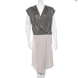 VPL Gray midi Flexi Foil Wrap Dress